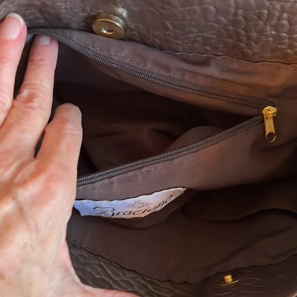 BRACIANO Shoulder Bag Handbag Brown REALLY NICE 15 w x12 h x 3” - Picture 9 of 13